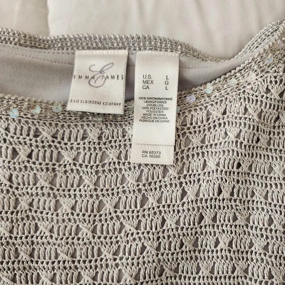C - Emma and James Beautiful Crochet Sweaters with Sequins Neckline Sz L - Picture 2 of 4